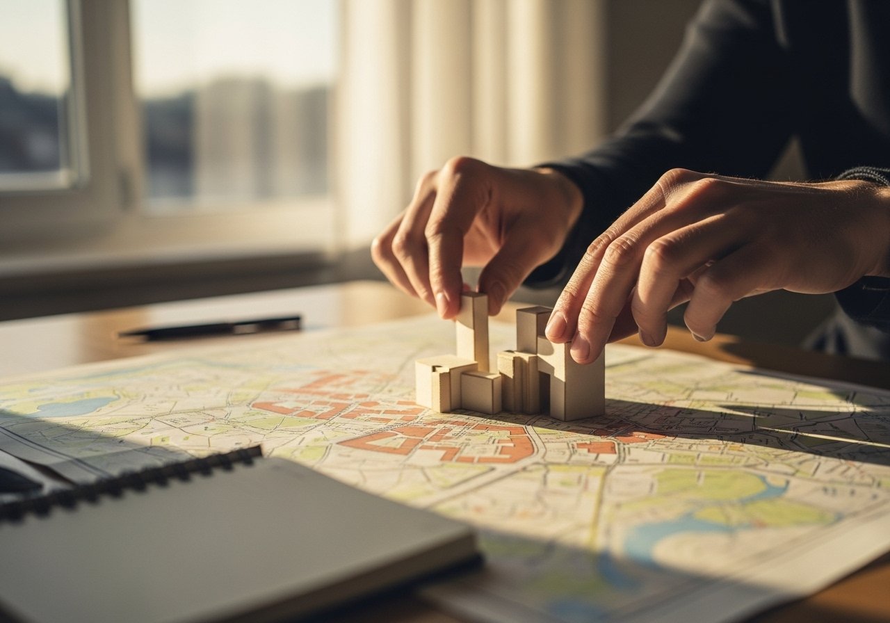 Une illustration conceptuelle montrant la croissance et la rentabilité du patrimoine immobilier commercial à Niort.