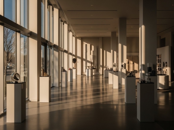Un espace lumineux et moderne illustrant un showroom professionnel à Niort idéal pour une présentation de produits.