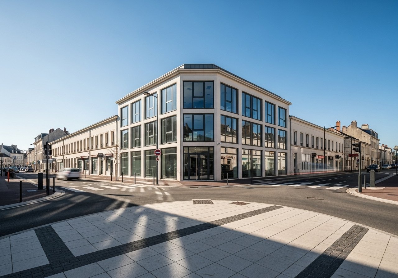 Illustration conceptuelle d'une opportunité de vente de bâtiment commercial à Poitiers, mettant en avant une belle visibilité.